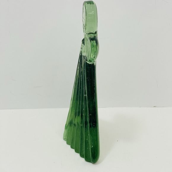 Thuringian Lauscha Glassworks Angel Pleated Shirt Figurine Forest Glass Green - Picture 3 of 9